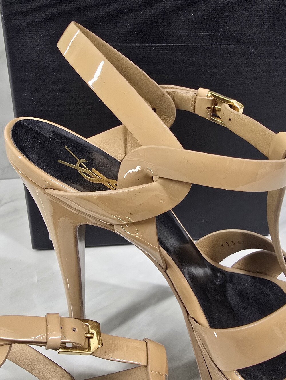 Yves Saint Laurent Nude Patent Leather Platform Sandals - Picture 11 of 15